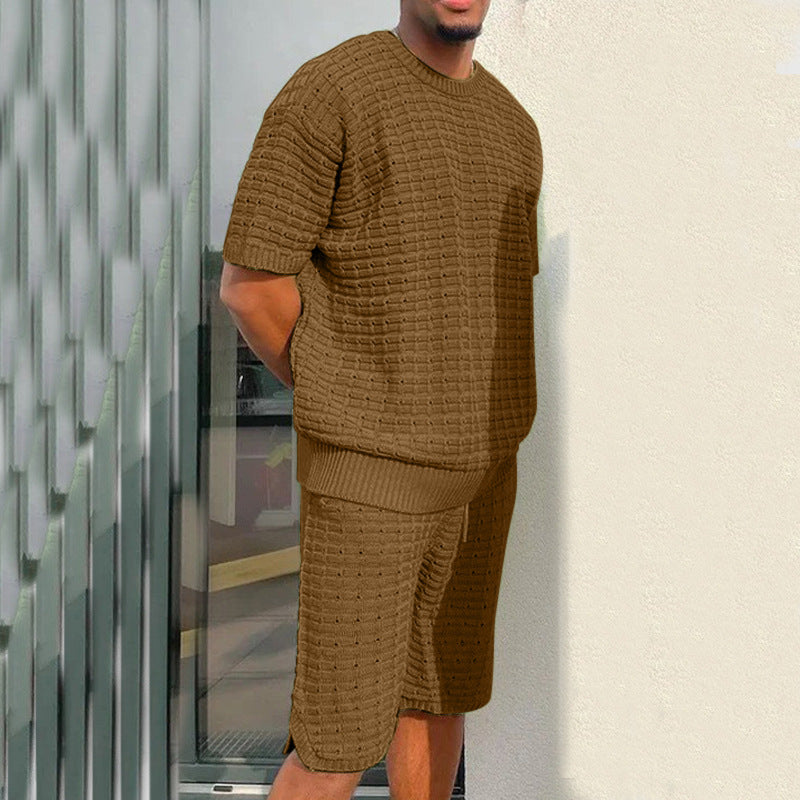 Men's Summer Loose 2 Piece Outfit Shirt And Short Set