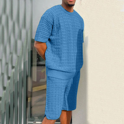 Men's Summer Loose 2 Piece Outfit Shirt And Short Set