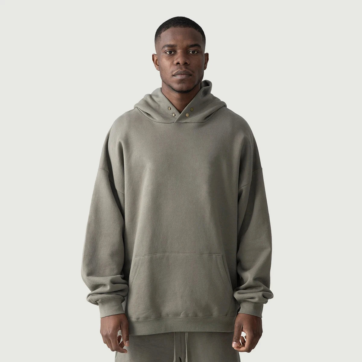 Fleece-lined Snap Collar Men’s Hoodie