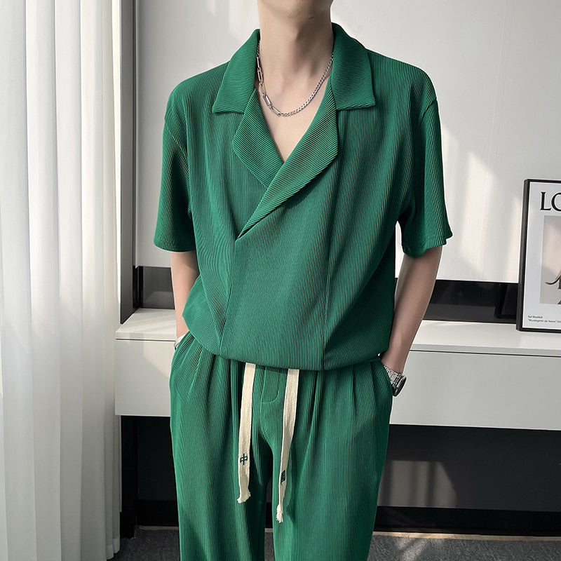 Pleated Sets Men Fashion Casual