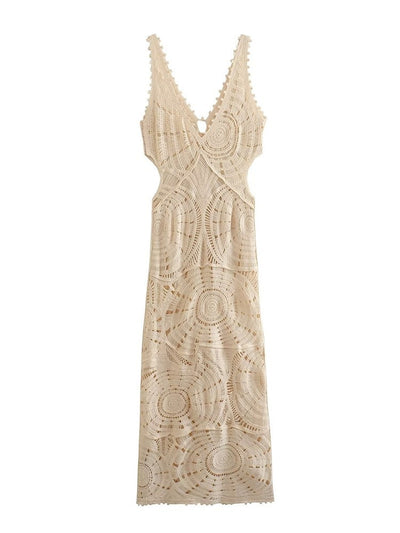 Knitted Hollow Out Crochet Long Dresses