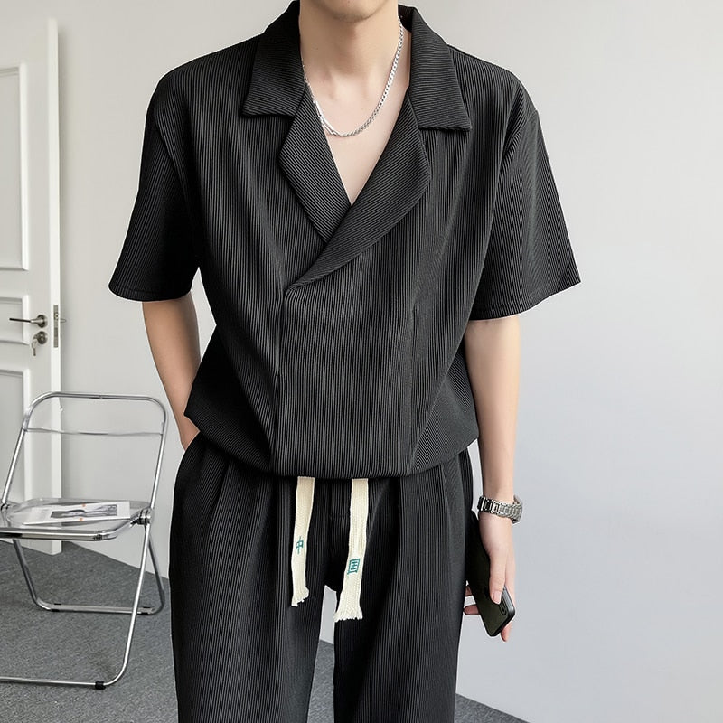 Pleated Sets Men Fashion Casual