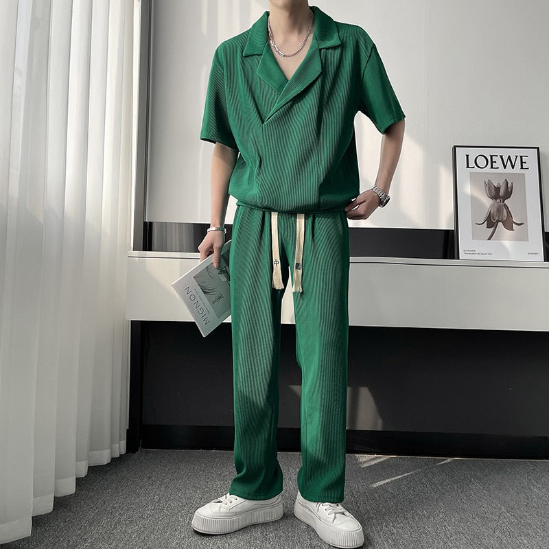 Pleated Sets Men Fashion Casual