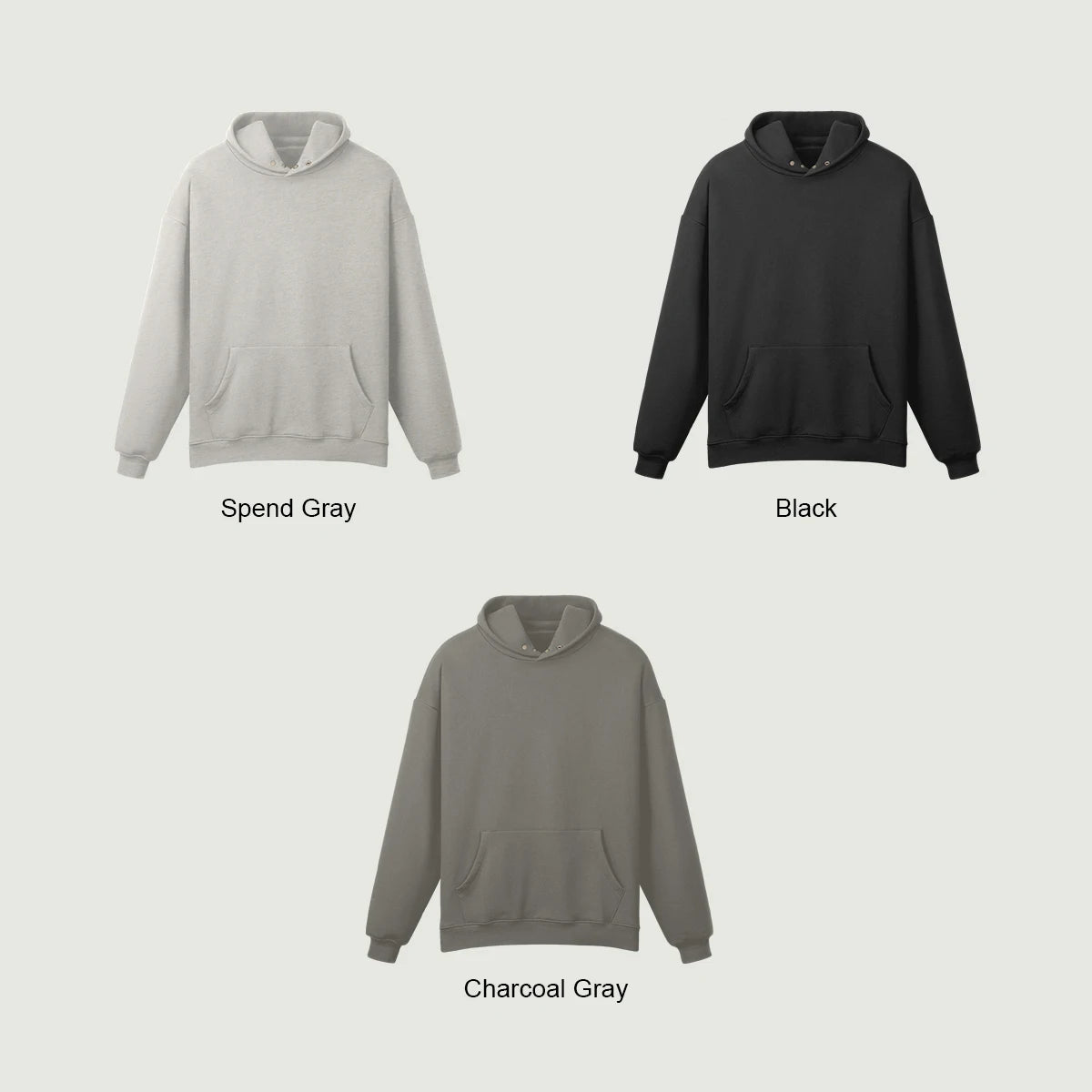 Fleece-lined Snap Collar Men’s Hoodie