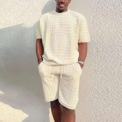 Men's Summer Loose 2 Piece Outfit Shirt And Short Set
