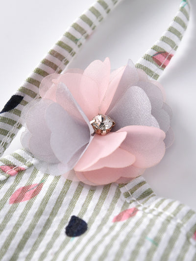 Printed Spaghetti Strap Flower Decor Dress