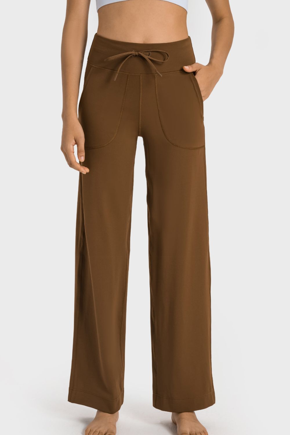 Drawstring Waist Wide Pants with Pockets