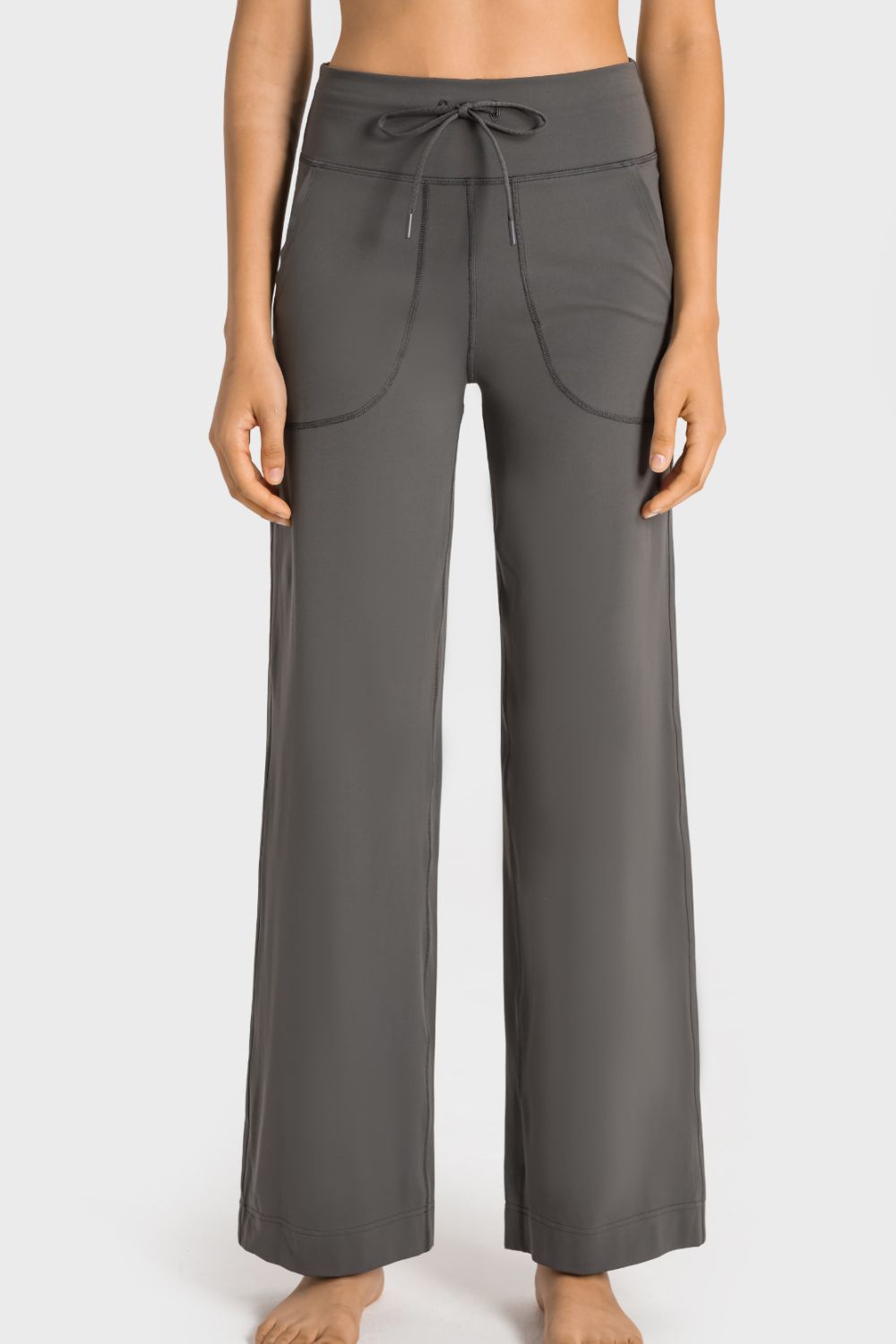 Drawstring Waist Wide Pants with Pockets