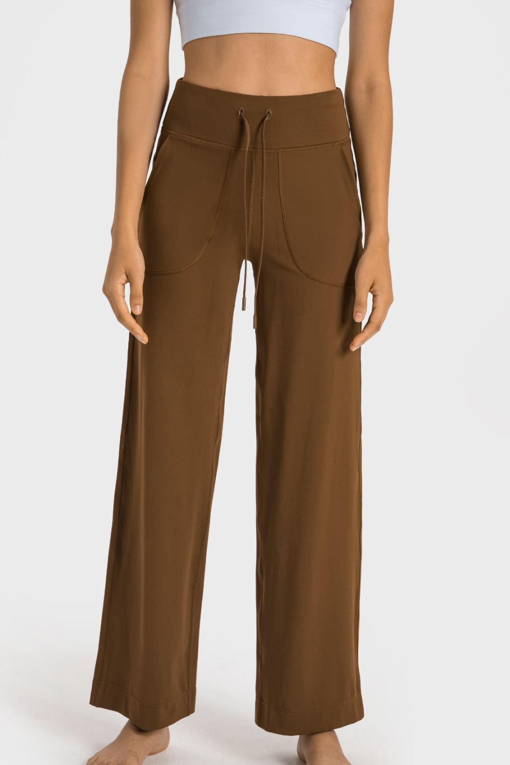 Drawstring Waist Wide Pants with Pockets