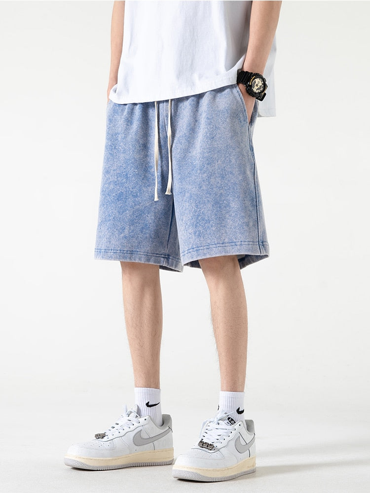 Distressed Cotton Sweatshorts