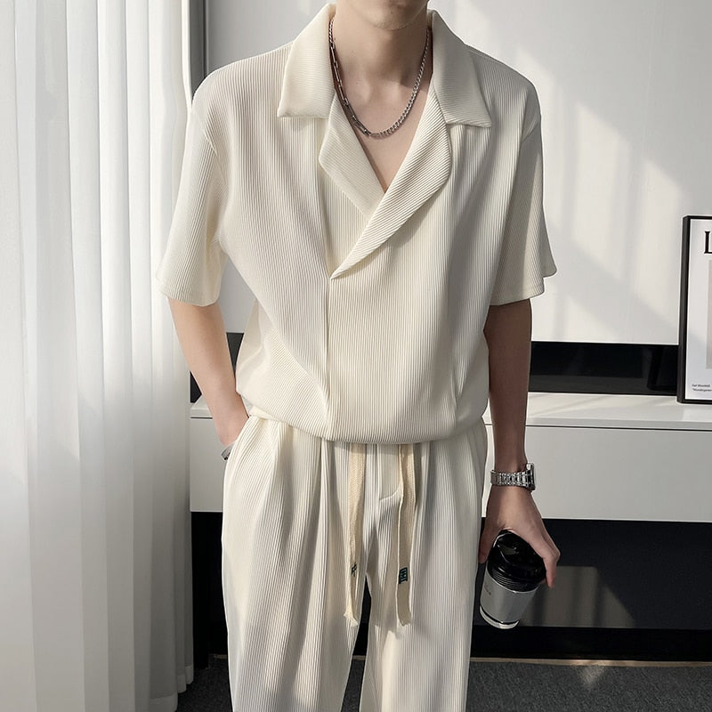 Pleated Sets Men Fashion Casual