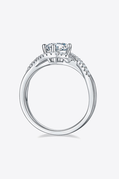1 Carat Moissanite 925 Sterling Silver Crisscross Ring