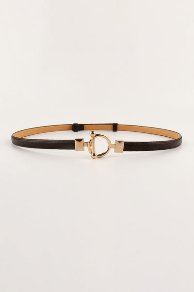 Toggle Buckle Skinny PU Belt